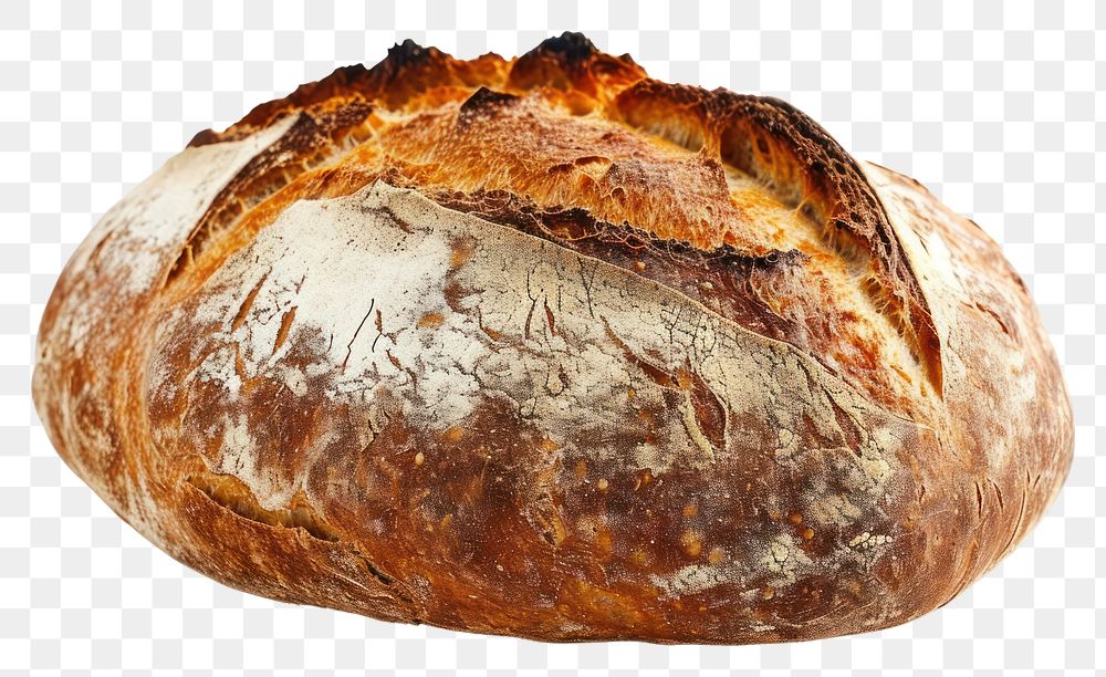 PNG Rustic sourdough bread with crispy crust food white background viennoiserie.