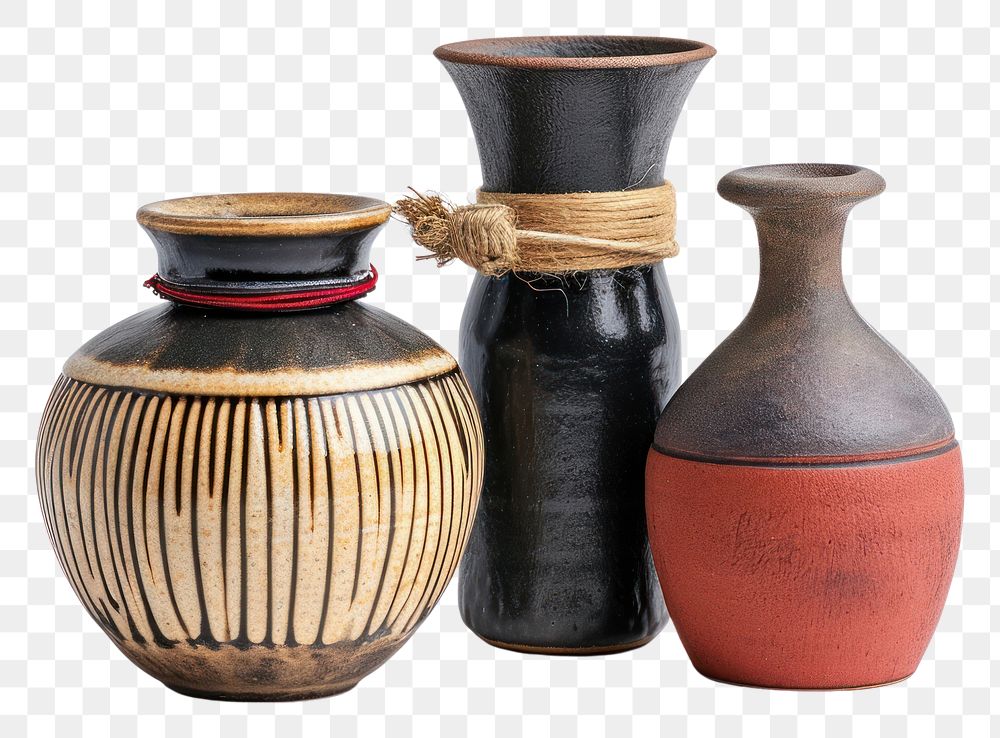 PNG Sake containers pottery vase art.