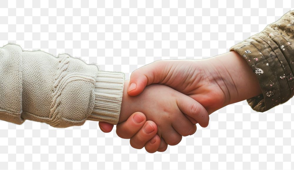 PNG Photo of shaking hands togetherness handshake agreement.