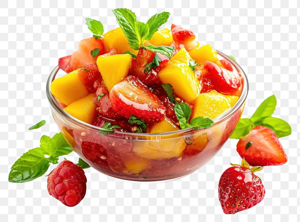 PNG Strawberry mango salsa strawberry fruit salad.