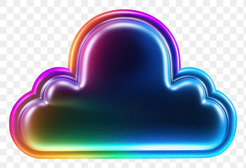 PNG  3D render neon cloud icon illuminated technology futuristic.