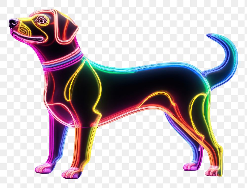 PNG  3D render neon dog icon animal mammal light.