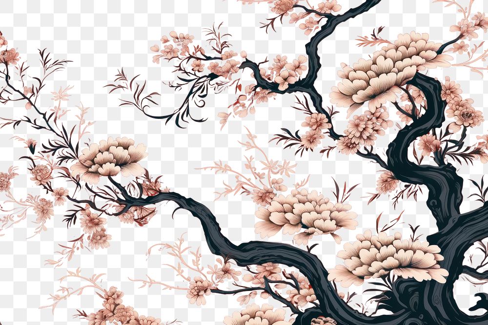 PNG Traditional chinese pattern wallpaper plant art.