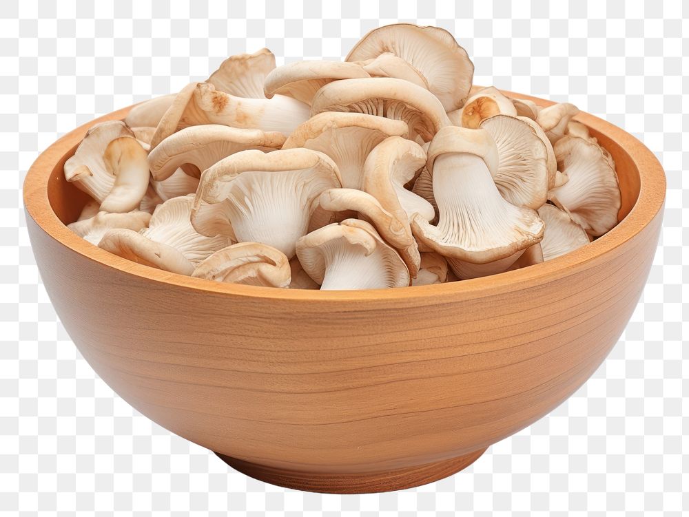 PNG A bowl of mushrooms white background ingredient vegetable. AI generated Image by rawpixel.