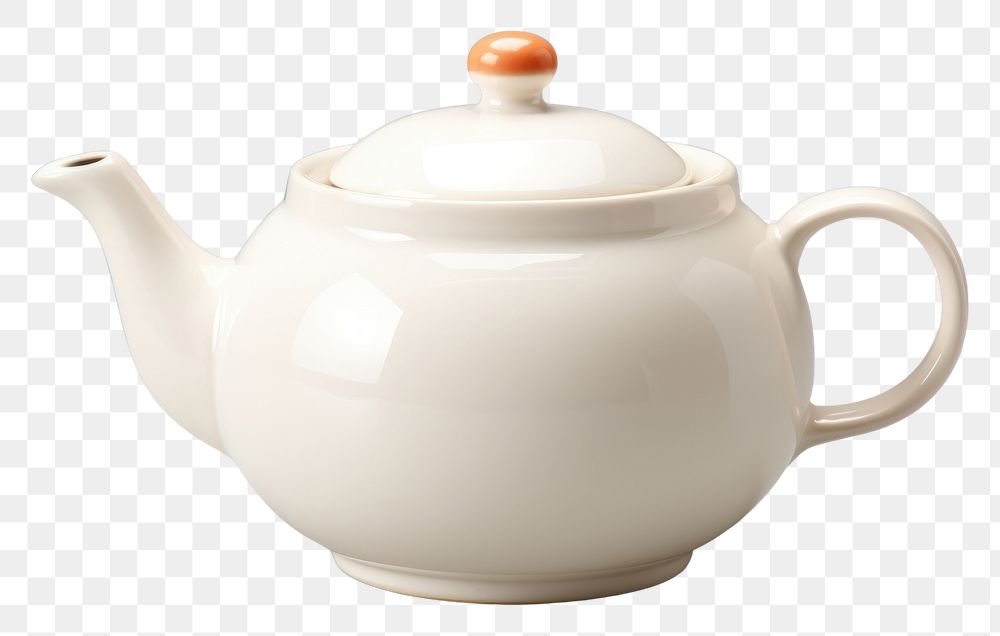 PNG Pottery off-white teapot pottery porcelain cookware.