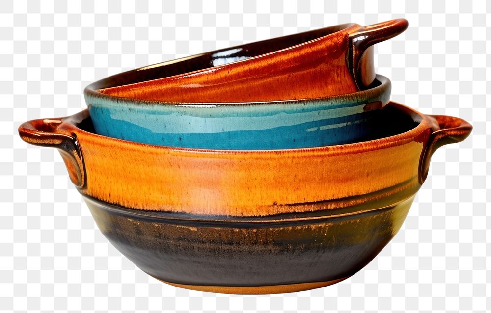 PNG Pottery two tone colored dish pottery cookware bowl.