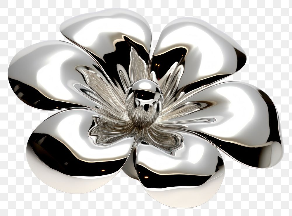 PNG Jewelry brooch silver flower.