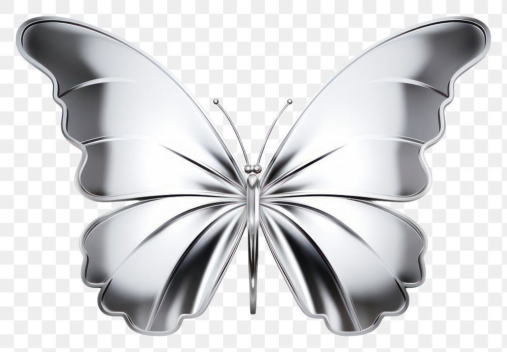 PNG Butterfly silver white background accessories.