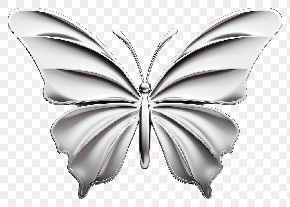PNG Silver butterfly white background accessories.