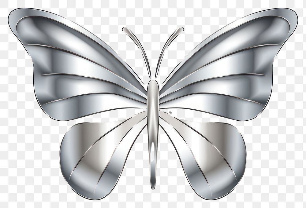 PNG Butterfly silver shape white background.
