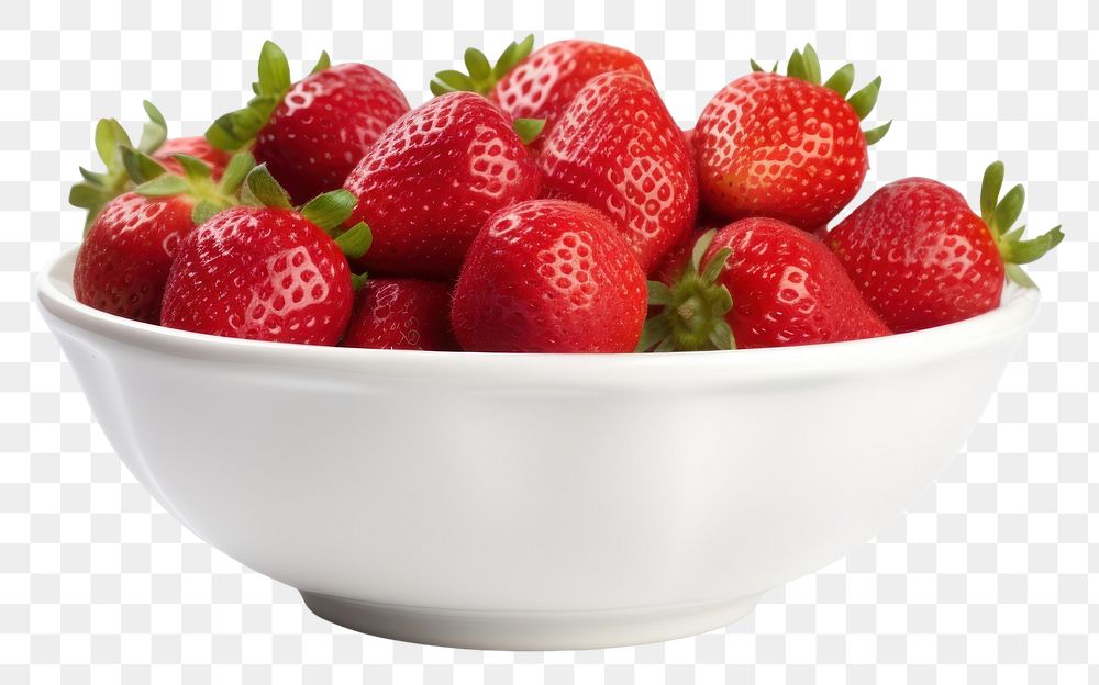 PNG Bowl of strawberries strawberry fruit plant. AI generated Image by rawpixel.