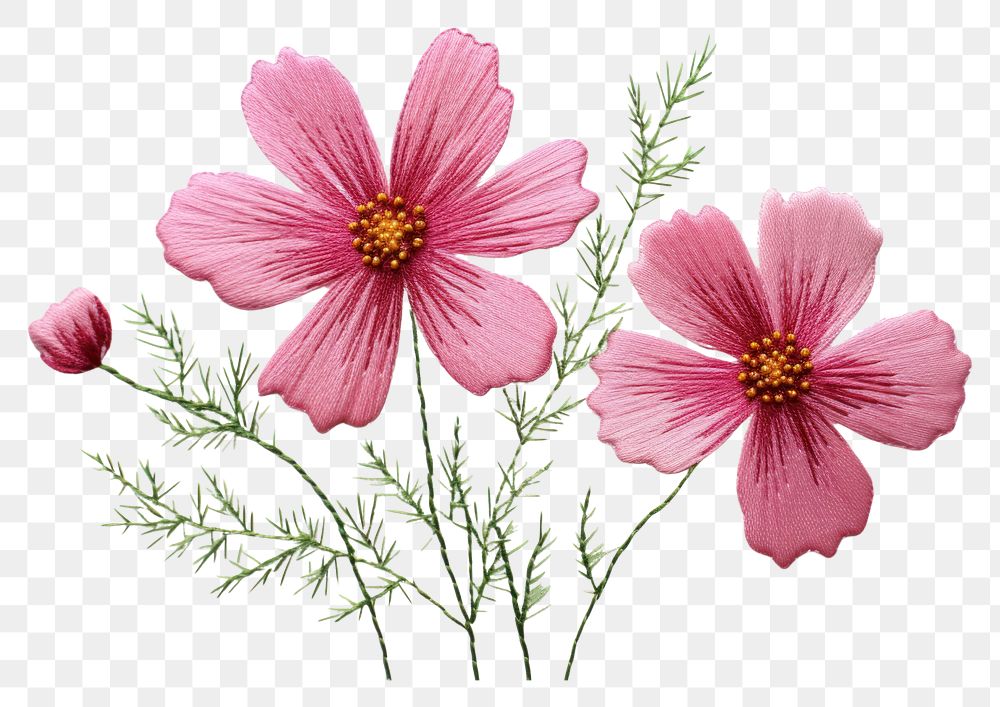 PNG  Embroidery blossom flower cosmos.