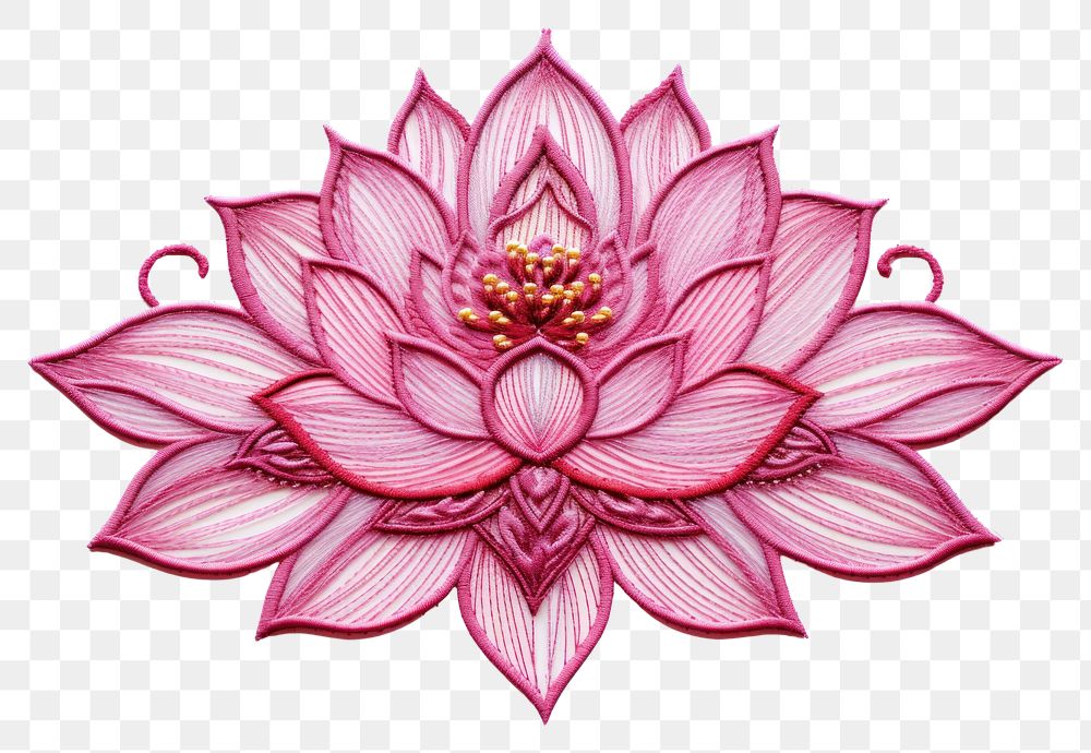 PNG  Lotus in embroidery style pattern flower dahlia.