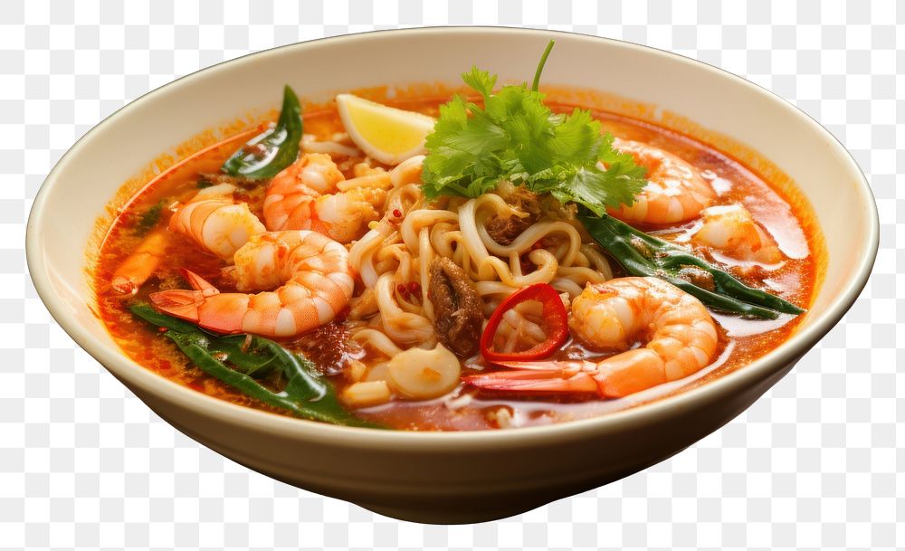 PNG Tom Yum Goong soup noodle food.