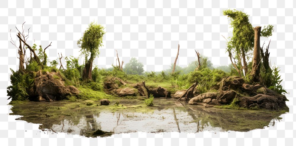 PNG Swamp landscape nature vegetation. AI generated Image by rawpixel.