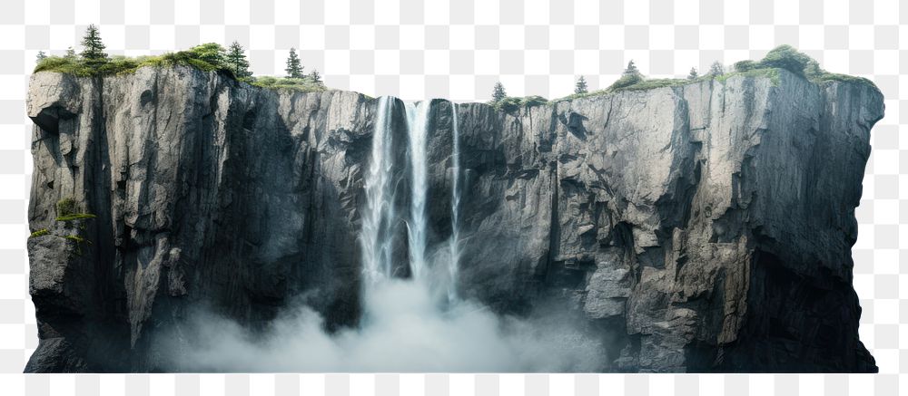 PNG Cliff of waterfall nature landscape outdoors. AI generated Image by rawpixel.