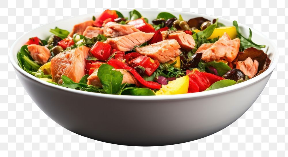 PNG Salmon salad food bowl vegetable. AI generated Image by rawpixel.