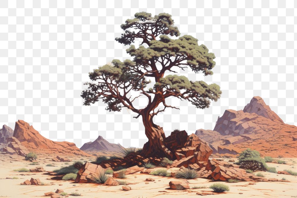 PNG Pine tree on the desert hill landscape outdoors nature