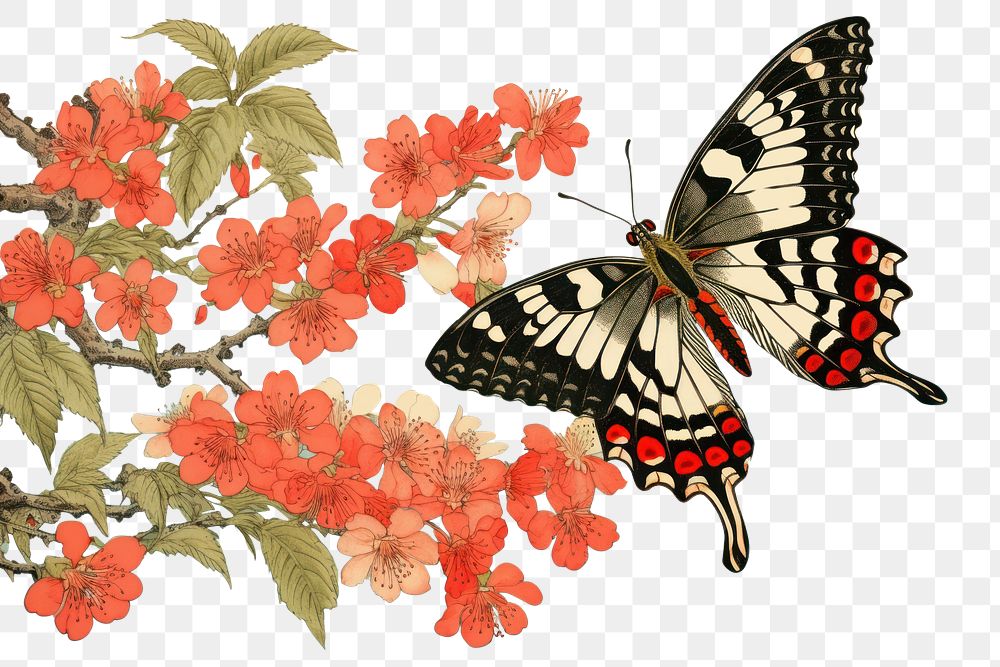 PNG Butterfly flower animal insect.