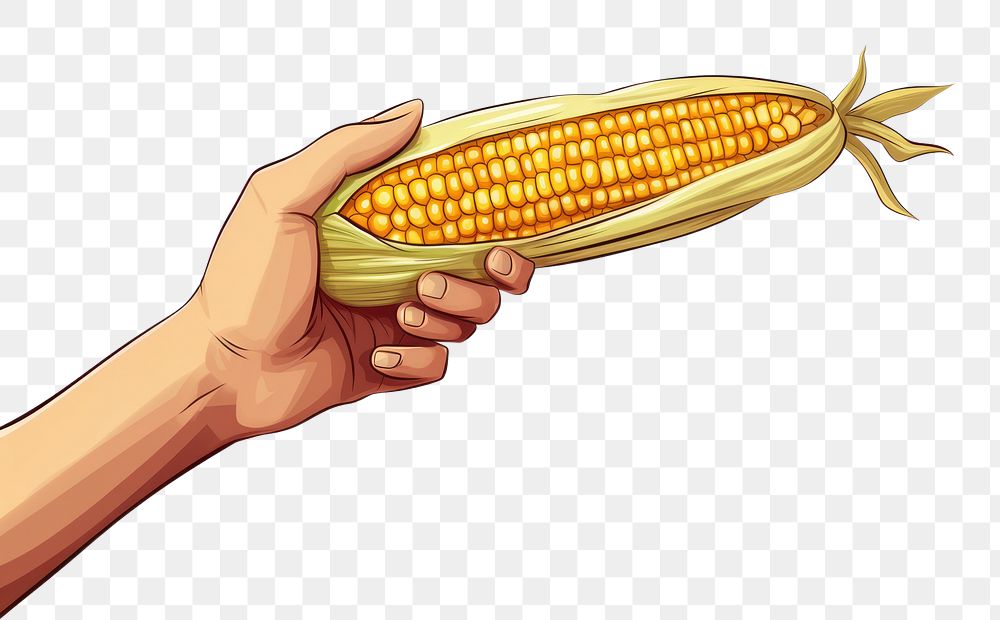 PNG Human hand holding corn plant food vegetable.