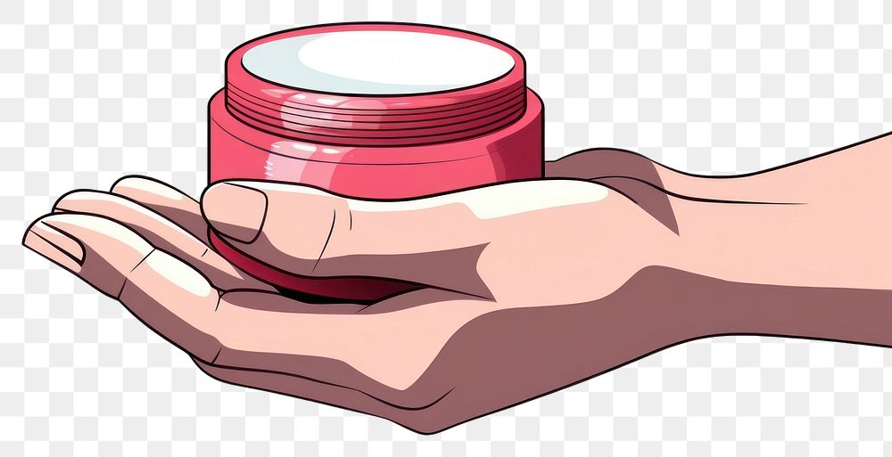 PNG Human hand holding a cosmetic container cosmetics cartoon human.