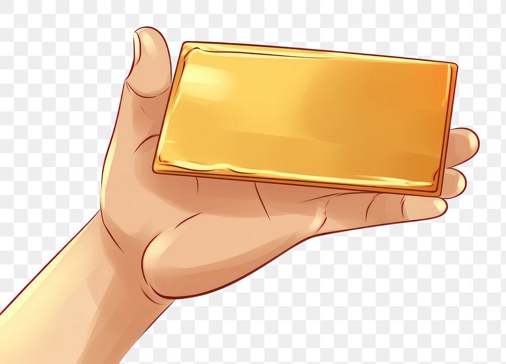 PNG Human hand holding gold bar white background appliance currency.