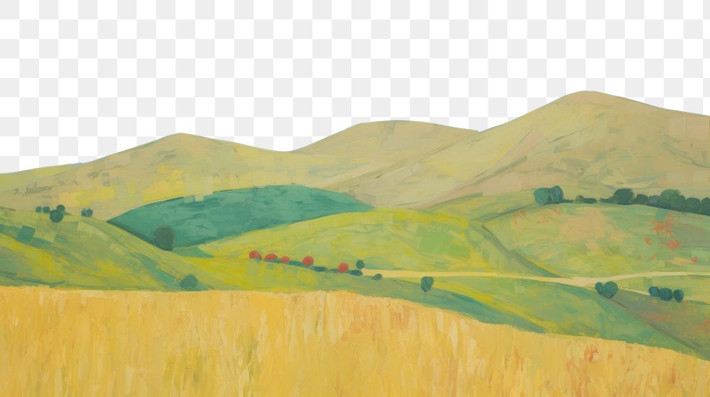 PNG Landscape painting field grassland.