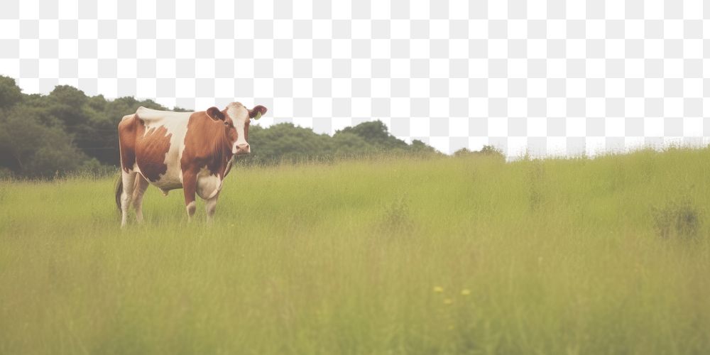 PNG  Cow in field landscape grassland livestock.