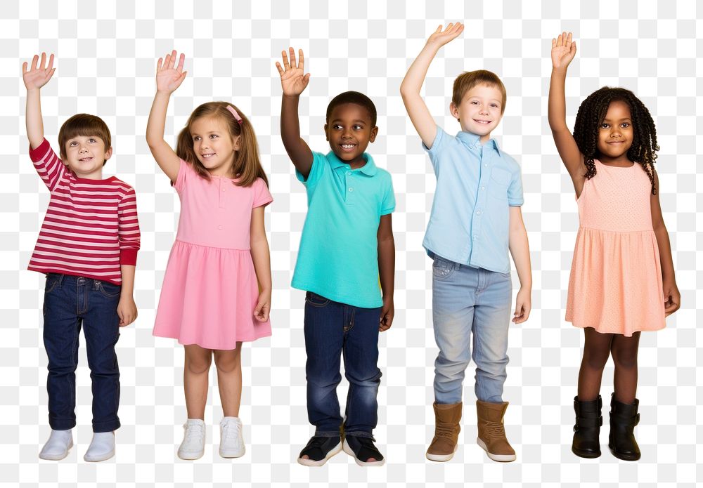 PNG  Children holding one arm out happy togetherness excitement. AI generated Image by rawpixel.