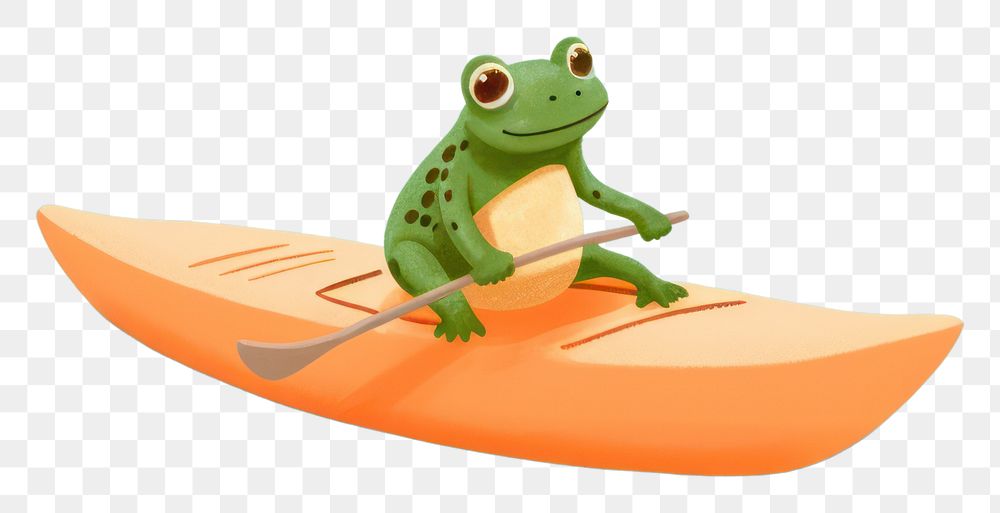 PNG Frog paddling kayak amphibian vehicle animal.