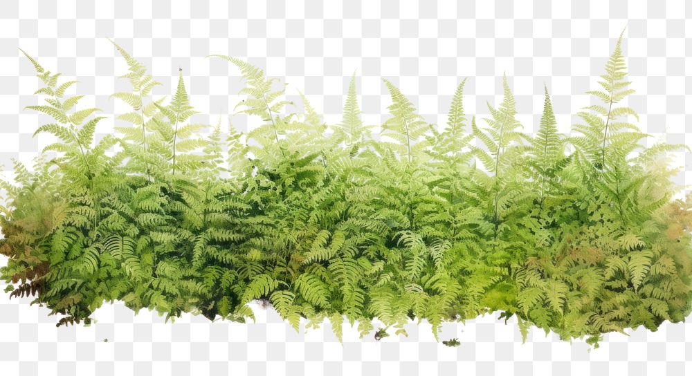 PNG  Fern field nature plant white background.