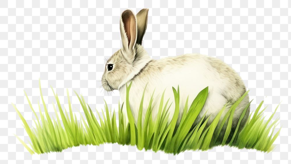 PNG  Rabbit with grass rodent animal mammal.