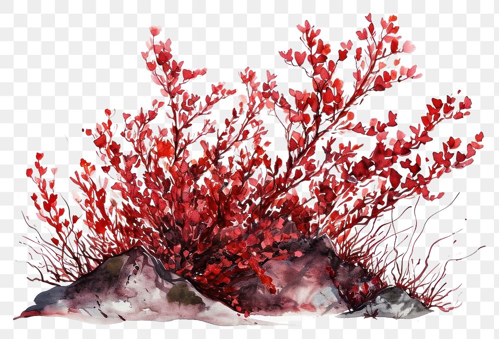 PNG  Red algae painting plant red.