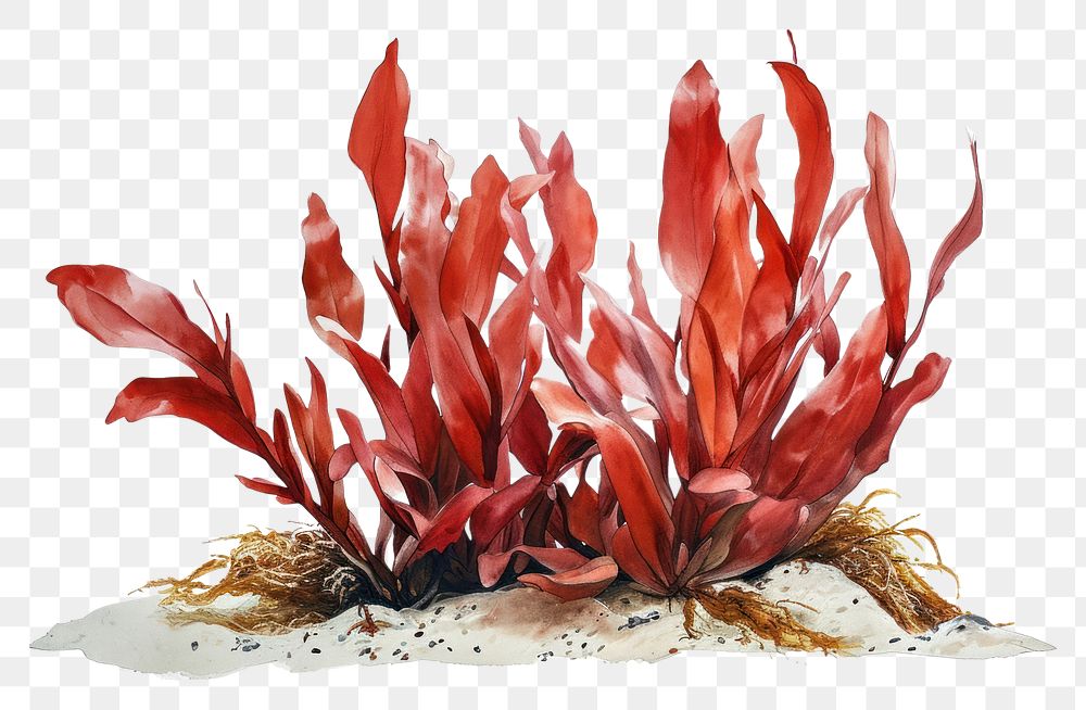 PNG  Red algae painting plant leaf.