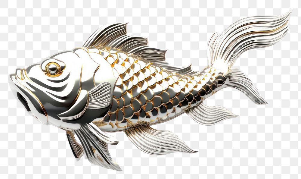 PNG Koi fish Chrome material animal white background underwater.