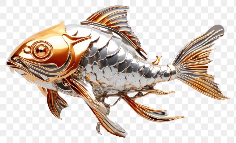 PNG Koi fish Chrome material goldfish animal white background.