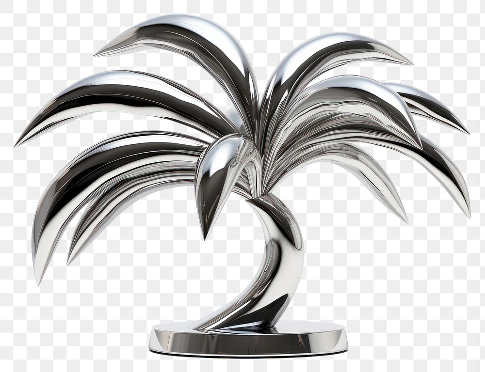 PNG Palm tree Chrome material white background accessories furniture.