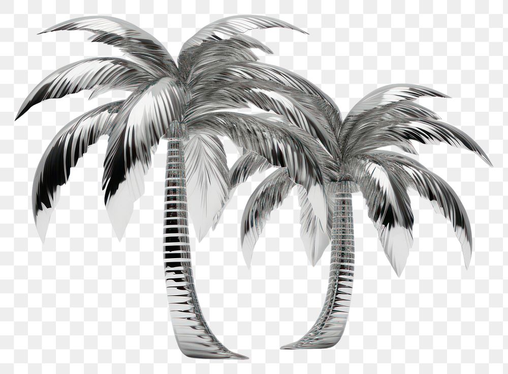 PNG Palm tree Chrome material sketch plant white background.