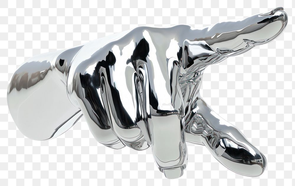 PNG Pointing hand Chrome material chrome silver shiny