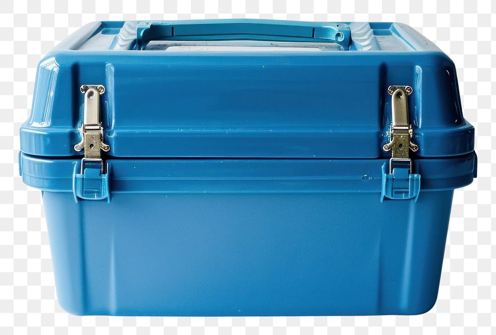 PNG A Blue picnic cooler blue white background briefcase.