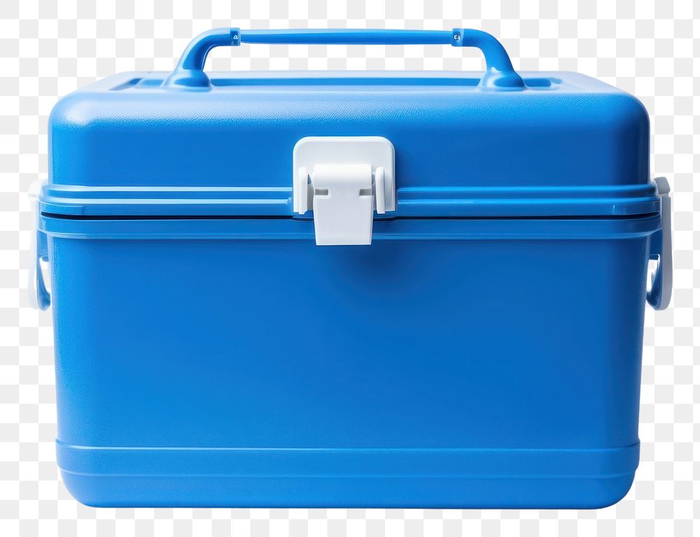 PNG A Blue picnic cooler blue white background briefcase.