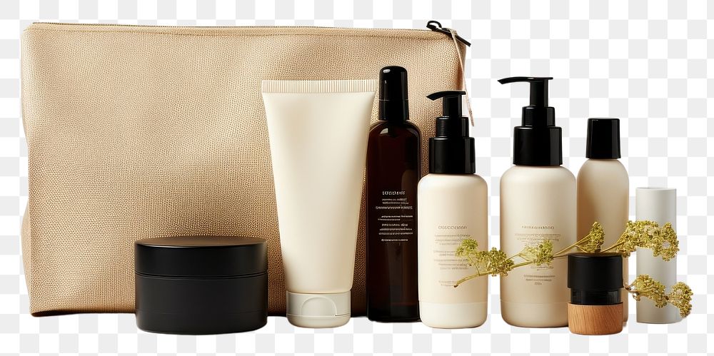 PNG Cosmetic package set cosmetics bottle white background.