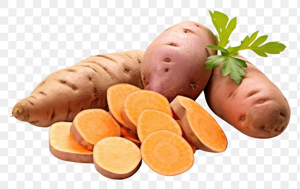 PNG  Japanese sweet potatoes with potatoes chop vegetable fruit plant.