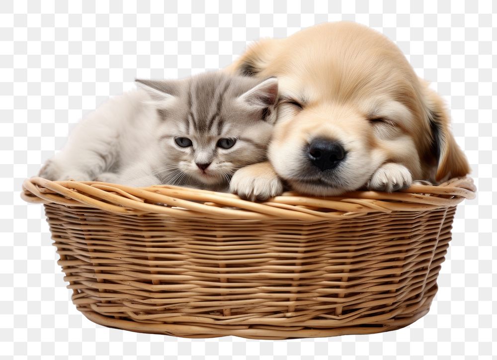 PNG Kitten basket puppy mammal.