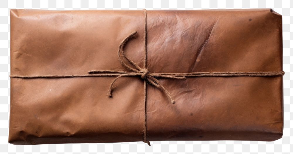 PNG A long Brown wrapped parcel brown bag white background.
