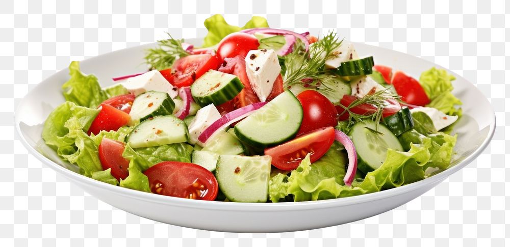 PNG A salad in plate food white background mozzarella.