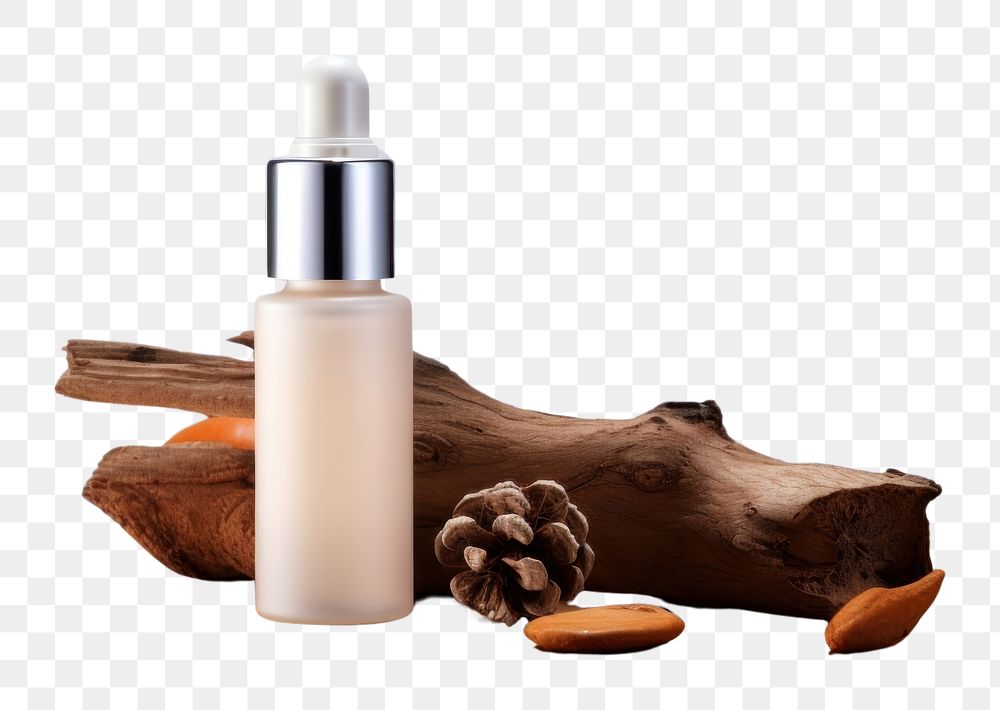 PNG Serum skincare cosmetics bottle wood.