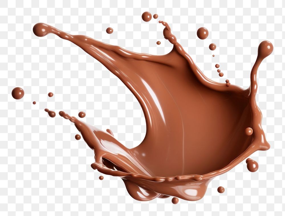 PNG  Chocolate milk white background refreshment splattered.