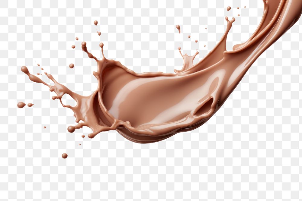 PNG  Chocolate milk white background refreshment splattered.