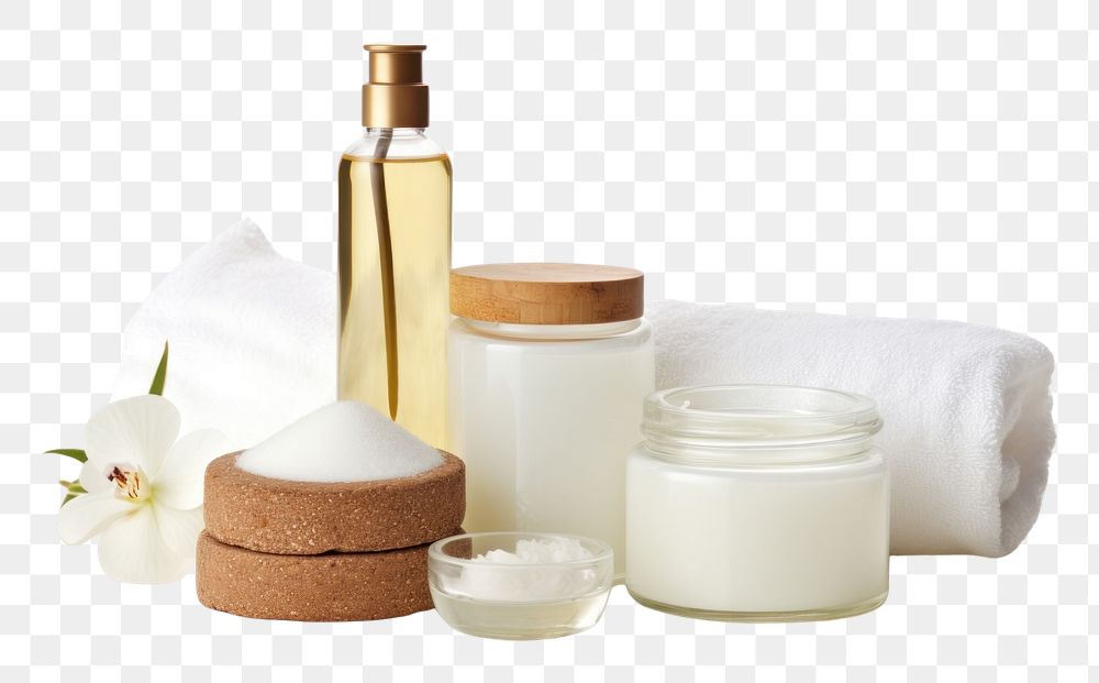 PNG Skincare spa bottle milk white background.